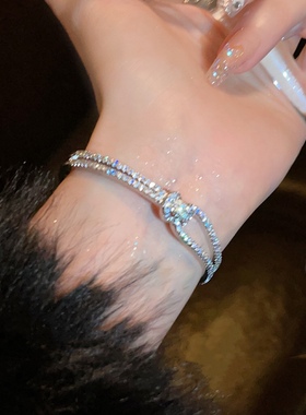 打结开口手镯重工锆石不掉色