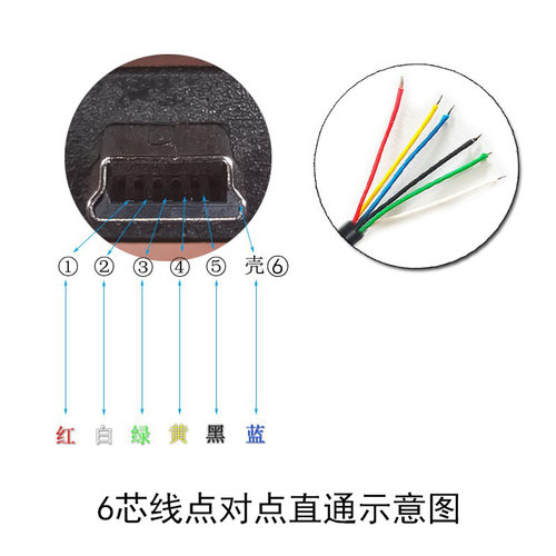 Mini5P USB公转公数据线5芯6芯两头V3迷你T型口电脑同步器连接线 - 图1
