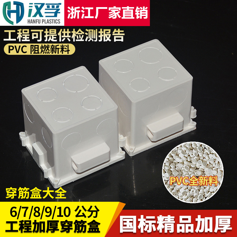 PVC穿筋盒接线盒70工程预埋加深穿筋盒暗盒底盒7公分并联接86盒-图2