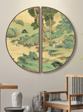 渔笛图新中式入户玄关装饰画