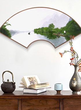 瑞鹤图玄关扇形装饰画山水画