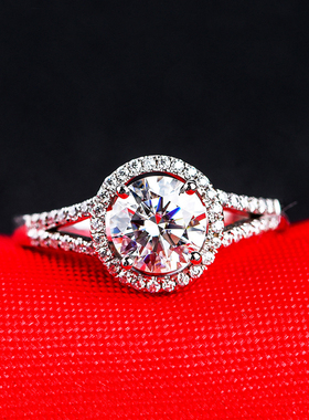 莫桑石钻戒对戒银镀铂金复古奢华