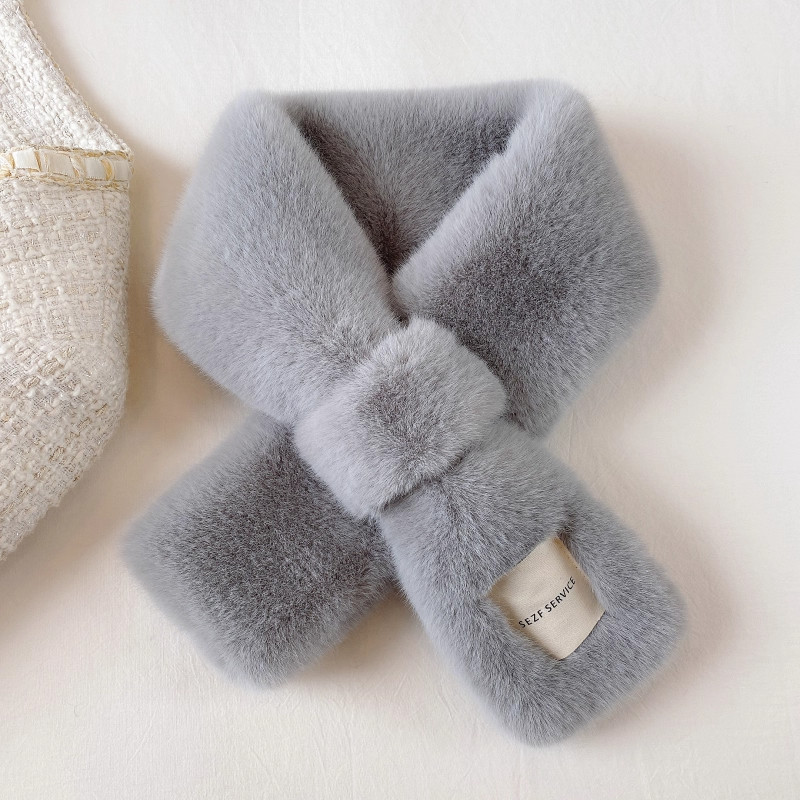 秋冬推荐新款超保暖~围巾女秋冬ins布标韩版百搭毛绒护颈围脖加厚 - 图1