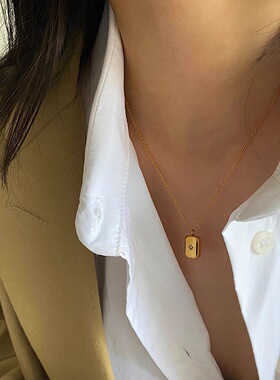 小金砖项链 招财首饰 金条项链 OL百搭饰品