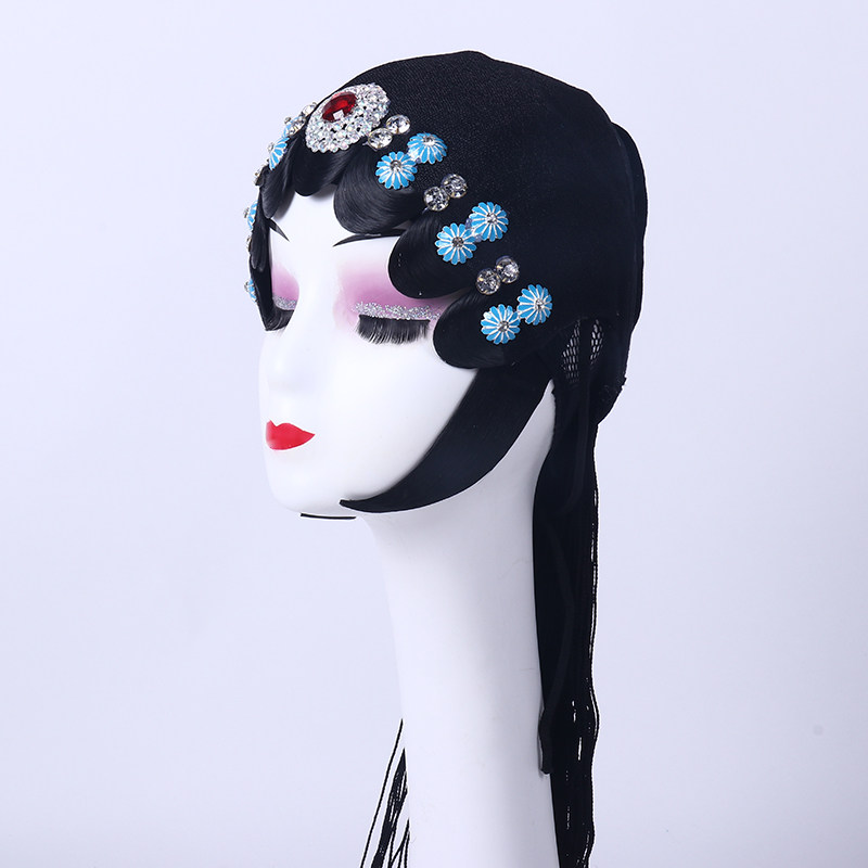 京剧戏曲用品一体整套头面花旦小姐头套青衣发饰木钻包头帽子头饰,淘宝优惠券,粉丝福利购,淘宝优惠卷