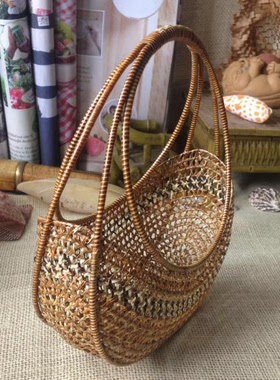 包邮泰国全手工独特藤编精品-船形-收纳盒-工艺展示造型摆件