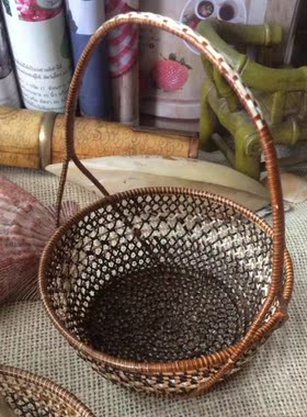 包邮泰国进口-全手工独特藤编精品-提篮-收纳盒-工艺展示造型摆件