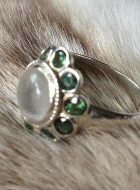 泰国月光石波西米亚风镶嵌戒指