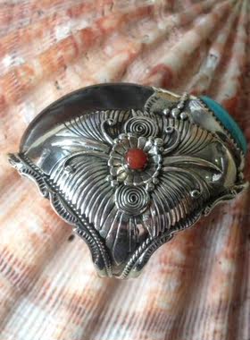 泰国镶嵌天然朋克风戒指手工银