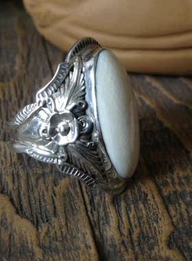 泰国镶嵌白色波西米亚风手工银