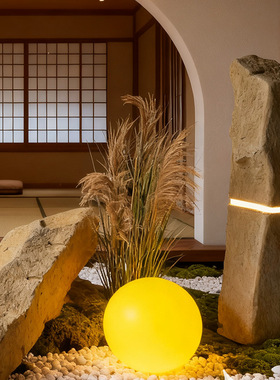 中式仿真石头灯带发水泥复合石柱