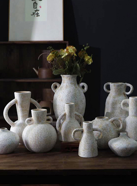 中古风陶瓷花瓶古朴手工怀旧花器