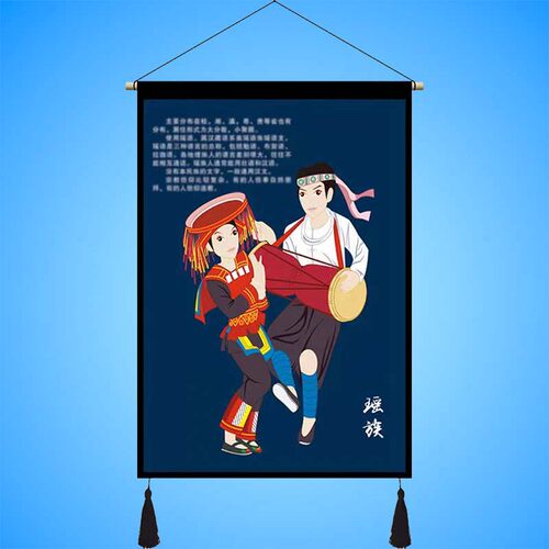 广西少数民族风情简介挂画壮族苗族学校装饰画民宿民俗展示画壁画 - 图0