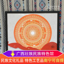 Guangxi Ethnic Minorities Featured Paintings Zhuang Bronze Drum Pattern Elements Fresco Meeting Room Guest House Hotel Decoration Painting