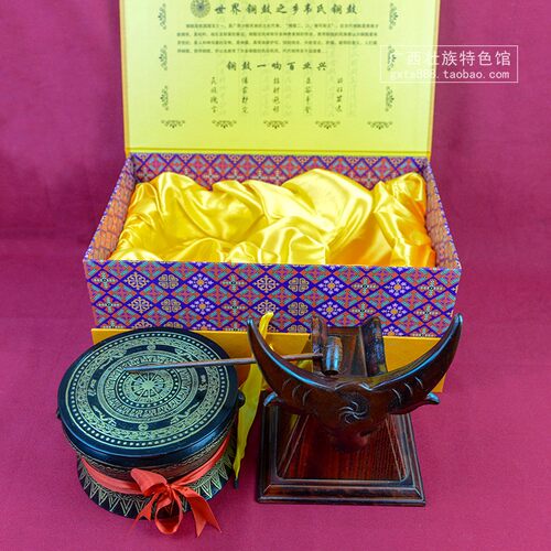 广西壮族铜鼓非物质文化遗产 手工铸造鼓民族摆件商务礼品工艺品 - 图0
