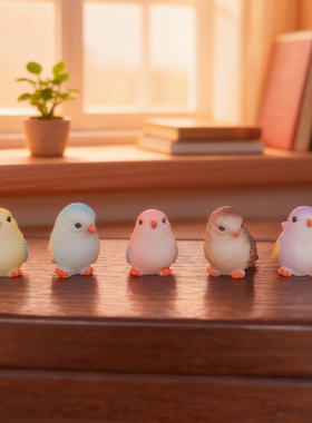 树脂小鸟5色套装·书桌治愈摆件