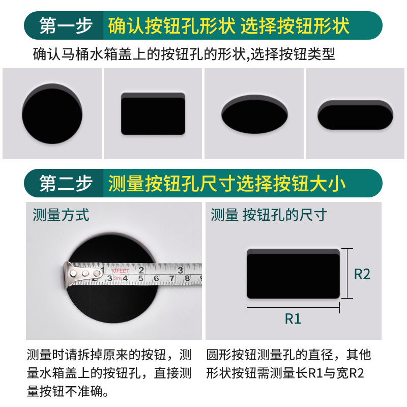 起点如日马桶水箱配件冲水按钮按键替换双按家用坐便器按压器开关 - 图1