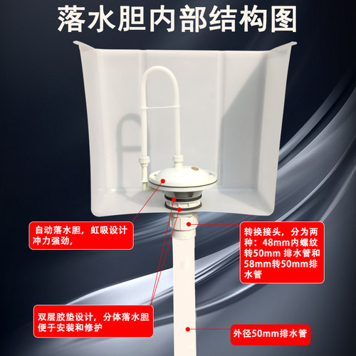 50公厕水箱自动落水胆40厕所橡胶高位冲水箱配件内胆虹吸式排水阀 - 图0