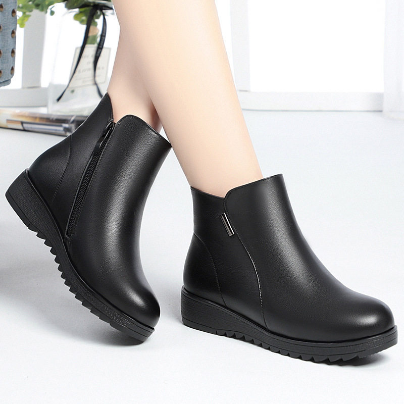 真皮妈妈棉鞋女冬加绒靴子女士短靴防滑羊毛皮鞋中老年女鞋雪地靴,淘宝优惠券,粉丝福利购,淘宝优惠卷