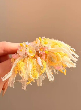 「春日来信」超仙法式花朵串珠流苏耳环高级感小众设计气质耳钉女