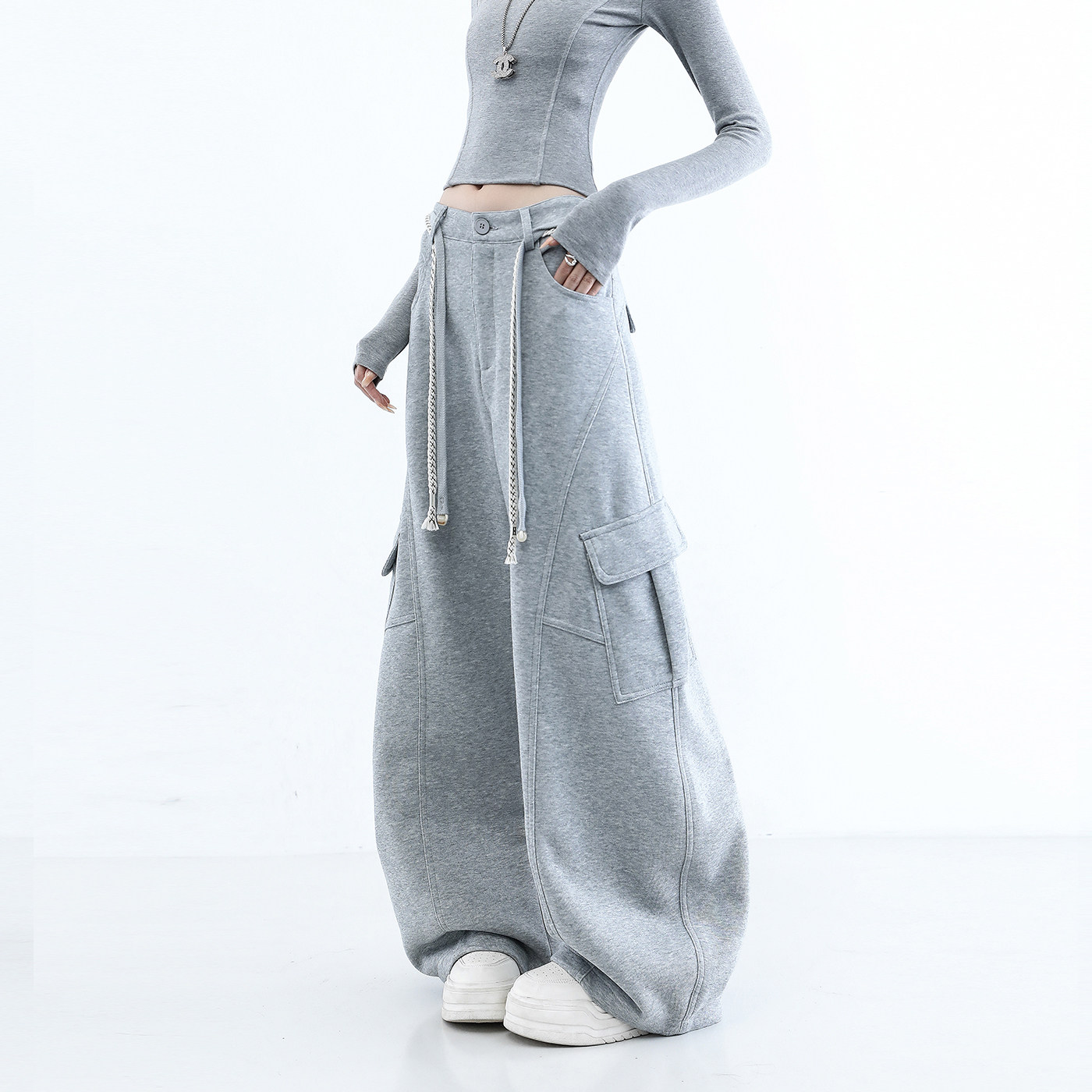 休闲工装卫裤女2026春秋新款中性时尚减龄宽松显瘦运动阔腿长裤子,淘宝优惠券,粉丝福利购,淘宝优惠卷