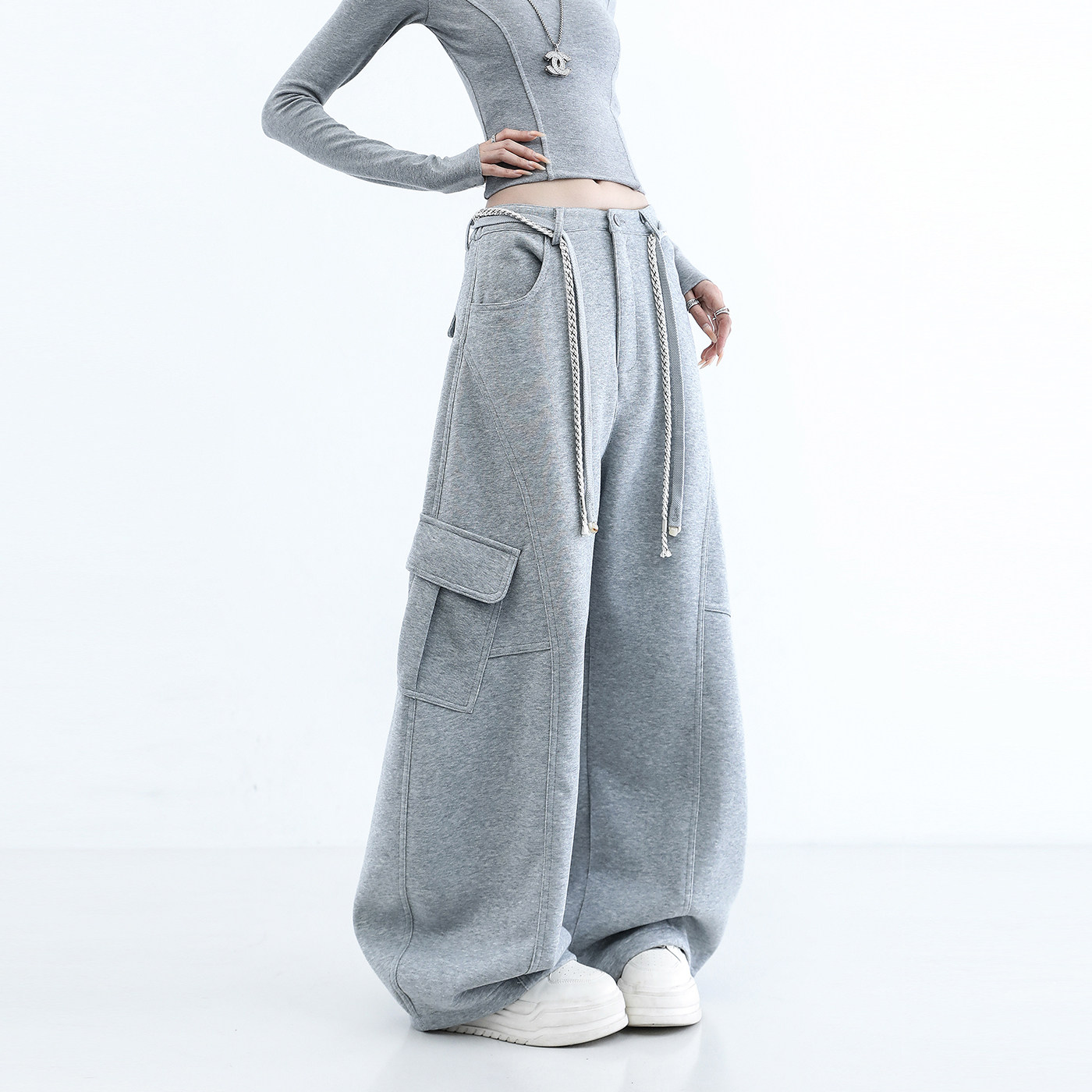 休闲工装卫裤女2026春秋新款中性时尚减龄宽松显瘦运动阔腿长裤子,淘宝优惠券,粉丝福利购,淘宝优惠卷