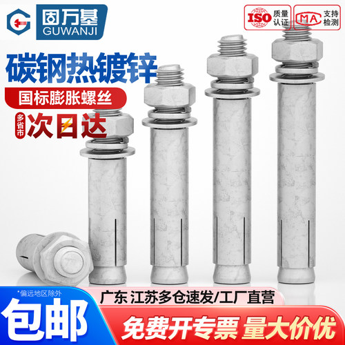 热镀锌热浸锌膨胀螺丝镀锌螺钉膨胀螺栓拉爆炸螺丝钉M6M8M10-M16 - 图0