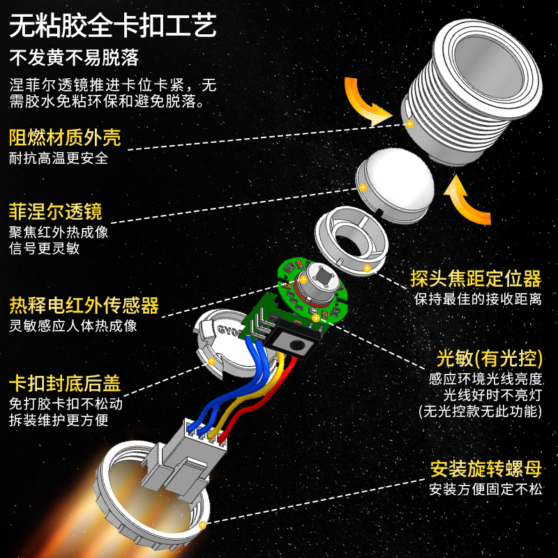 220v红外线人体感应器开关小头模块嵌暗装探头传楼道智能延时光声