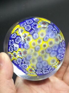 万花球镇纸，老琉璃料器文房宝物，办公高档用品，永不败的花朵。