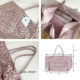 Korean version of relaxed pink leopard print canvas bag, casual commuting, lazy and versatile large capacity tote bag, shoulder bag for women