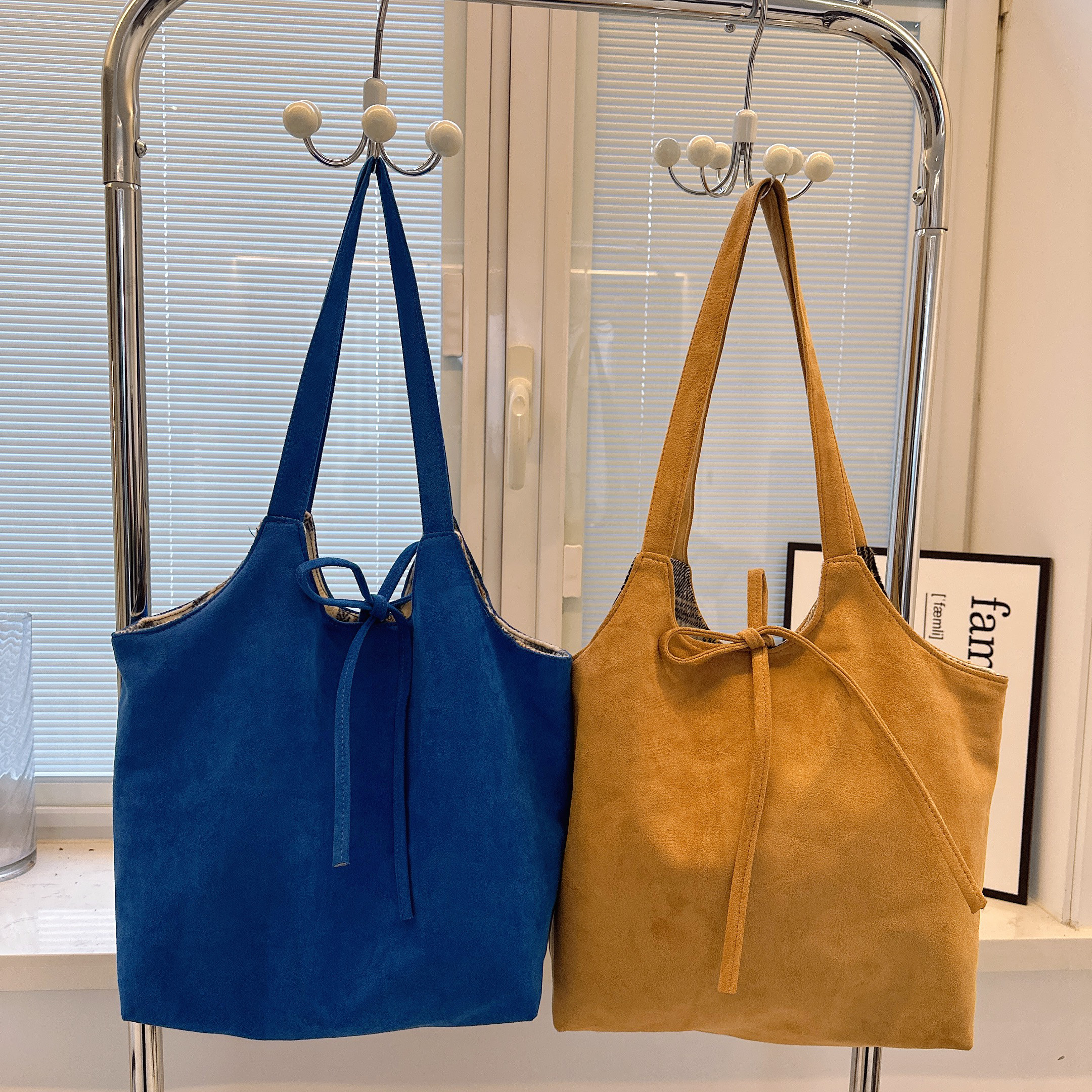 嗨橙日韩ins毛呢格纹背心包大容量单肩包购物袋百搭帆布包女秋冬,淘宝优惠券,粉丝福利购,淘宝优惠卷