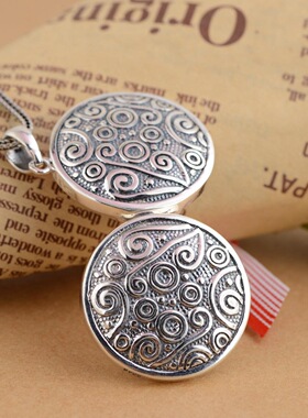 经文嘎乌盒可打开吊坠镀银锁骨项链女款项坠挂坠民族风文艺颈饰品