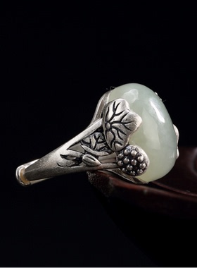 2025款莲花开口戒指国风复古做旧