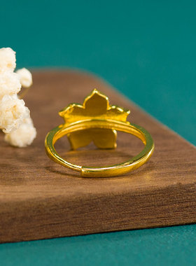 镀金女款可开口调节指环复古