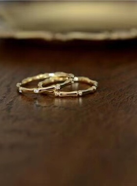 节节高升好寓意竹节银镶嵌戒指