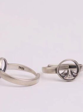 情侣款海誓山盟镀银活口戒指