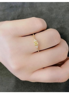 银镶嵌黄水晶招财运戒指新中式民