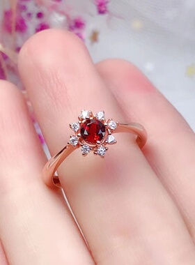 太阳花莫桑酒红石榴色女戒日系精