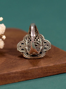 烧蓝牡丹花戒女指掐丝宫廷风