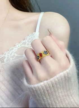 龙凤华戒指金色宫廷花丝女结婚专