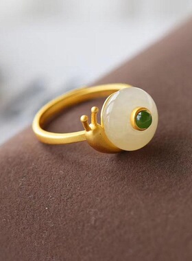 蜗牛平安扣开口可调节银托古法金