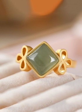 天然个性菱形简约气质开口戒指饰