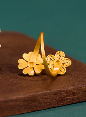 仿点翠滴釉开口戒指金花丝古法