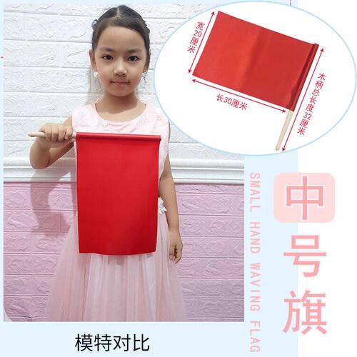 儿童幼儿园课间操做早操道具舞蹈红彩旗运动会军训活动木柄小旗子 - 图1