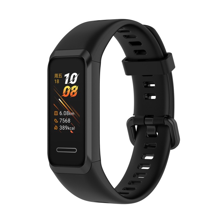 适用HUAWEI band4华为手环4官方同款硅胶单色时尚简约耐用款表带-图0