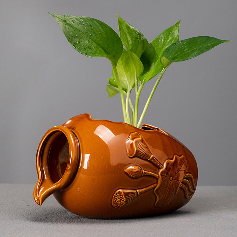 陶瓷流水罐材质鱼缸古风古法陶罐养鱼罐花盆水培水缸鱼池水循环,淘宝优惠券,粉丝福利购,淘宝优惠卷