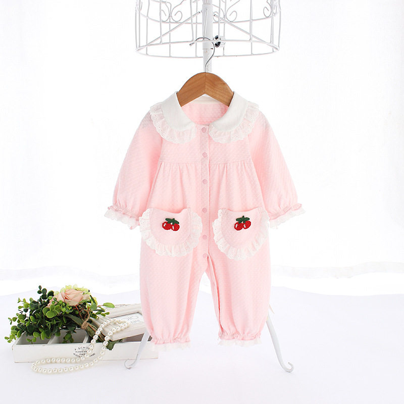 2020年天静秋季新款粉色小樱桃爬服 允哲衬衫