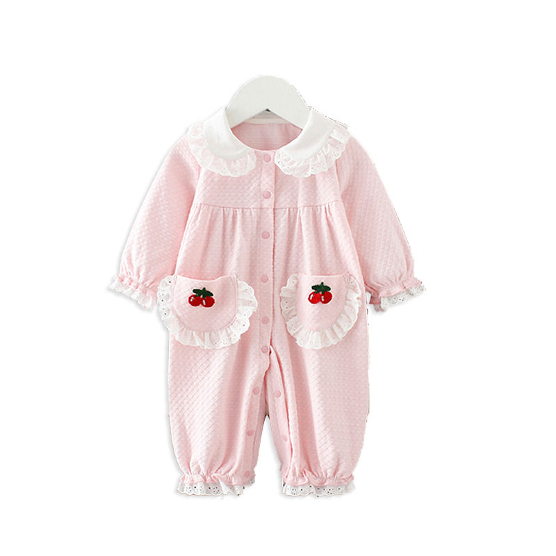 2020年天静秋季新款粉色小樱桃爬服 允哲衬衫