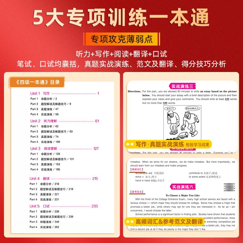 备考2024年6月大学英语四级考试英语真题专用教材一本通历年真题模拟试卷单词汇书闪过46级练习题库四六级复习资料书专项训练cet4 - 图2