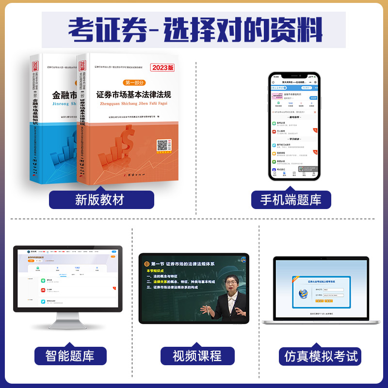 备考2024年证券从业资格教材证劵市场基本法律法规金融市场基础知识未来教育SAC证券从业资格证考试用书全套备考2023年题库-图0